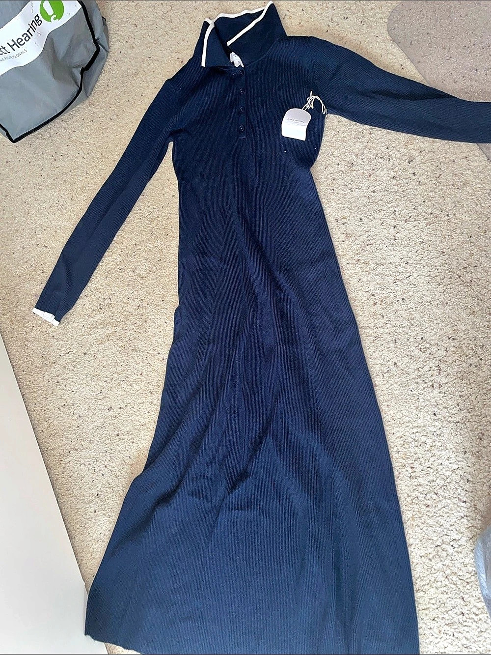 Song of Style Ribbed Maxi Dress in Blue Size Large NWT